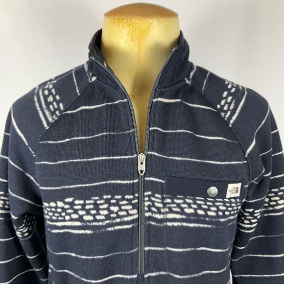 THE NORTH FACE Fleece 1/2 Zip Pullover Knit Fleece Jacket Navy & White Men’s Sm - Picture 2 of 7